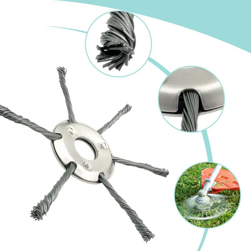 8/9inch Steel Wire Wheel Head Grass Trimmer Head Universal Weed Brush Fit Straight Shaft Brushcutter Removal Moss Rust