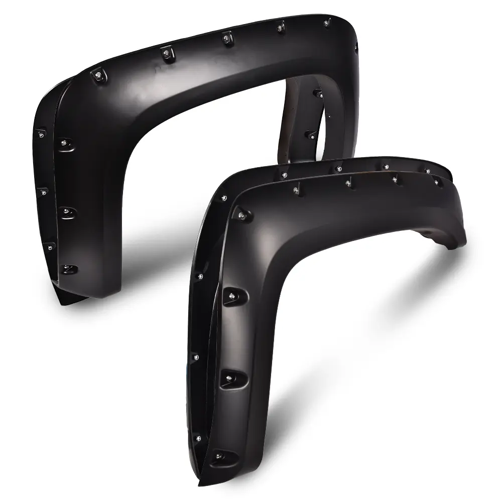 ALLGOOD 4PCS Textured Black Polypropylene Pocket Flare Wheel Fender Flares - Industrial Look Off-Roading Chevy Trucks Accessories for Chevy Silverado 1500 2007-2013/2500HD 3500HD 2007-2014, Gravel-Blocking Arch Protector Guard Trim, Assembly Required