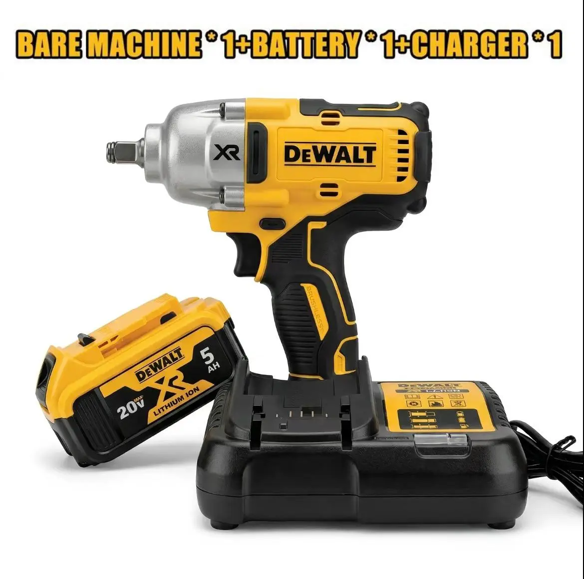 DEWALT 20V Brushless Cordless Battery Impact Wrench Tool, 1/2" Hog Ring Anvil, High Torque for Professionals & DIY Tasks