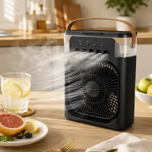 USB Portable Fan with 3 wind speeds and 3 mist modes. Add ice cubes for an even cooler experience! Portable Evaporative Cooling Fan with Light, Portable Rechargeable Camping Fan, portable multi-functional fan, bedroom office fan, Summervibes