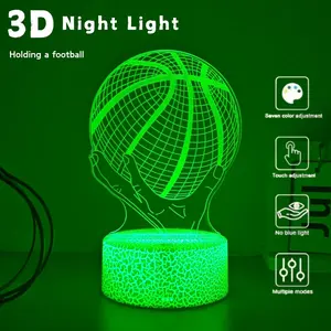 1pc Basketball 3D Table Lamp LED, Creative Gift, Colorful Night Light, Unique Lighting Fixture, Ideal for Sports Enthusiasts & Decoration
