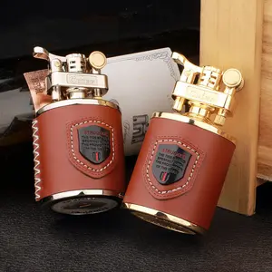 Cool Personalized Kerosene Lighter, Retro Vintage Grinding Wheel Lighter, Men'S Cigarette Accessories, Smoker Toys, Novel Home Office Ornaments & Living Room Decoration, Can Be Used For Collection, Holiday And Birthday Gifts, (Excluding Fuel)