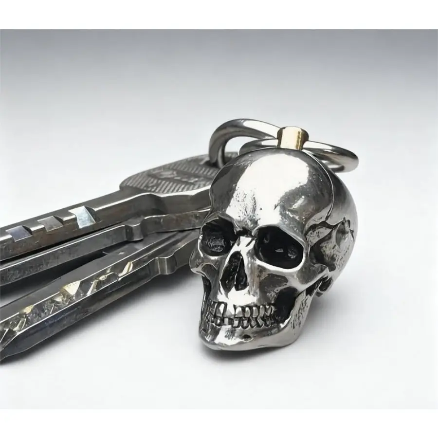 2026 New Gothic Skull Keychain - Retro Stretchy Scrunchie Lanyard, Retractable Stainless Steel Alloy Accessory with Ring, Women's Car Accessory (Black Friday, Christmas), Car Accessories