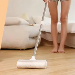 Large Fluffy Roller for Carpet Cleaning, Long Handle Sticky Mop for Floors, Cars, Clothes, Pet Hair Removal, 19 Cm Wide, 93 Cm Long