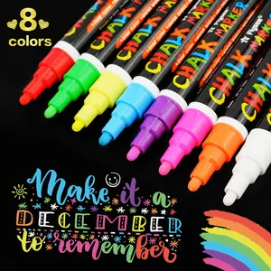 Liquid Chalk Marker Pen, 8 Counts/box Erasable Multi Colored Highlighter, Art Marker Pen for Board Glass Window Writing, Liquid Chalk Pens
