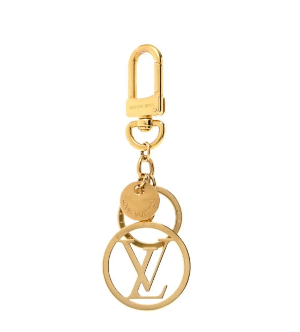Pre-owned Louis Vuitton Metal Keychain LV Circle Bag Charm Key Holder Gold #664