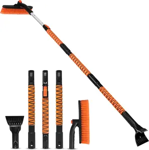 Extendable Snow Brush & Ice Scraper 63" | EcoNour 360° Pivoting Head, Car Cleaning Tool