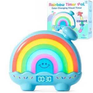 Rainbow Timer Pal for Kids, Visual Timer for Kids with Night Light, Color-Changing Magnetic Visual Timer for Classroom/Calming Corner/Home (Blue)