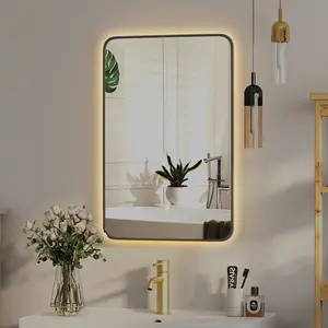 Recessed Medicine Cabinet for Bathroom Medicine Cabinets with Mirror,3-Color Backlight Lighted Medicine Cabinet with Lights,Black Mirrored Medicine Cabinets Wall Mounted 20x30