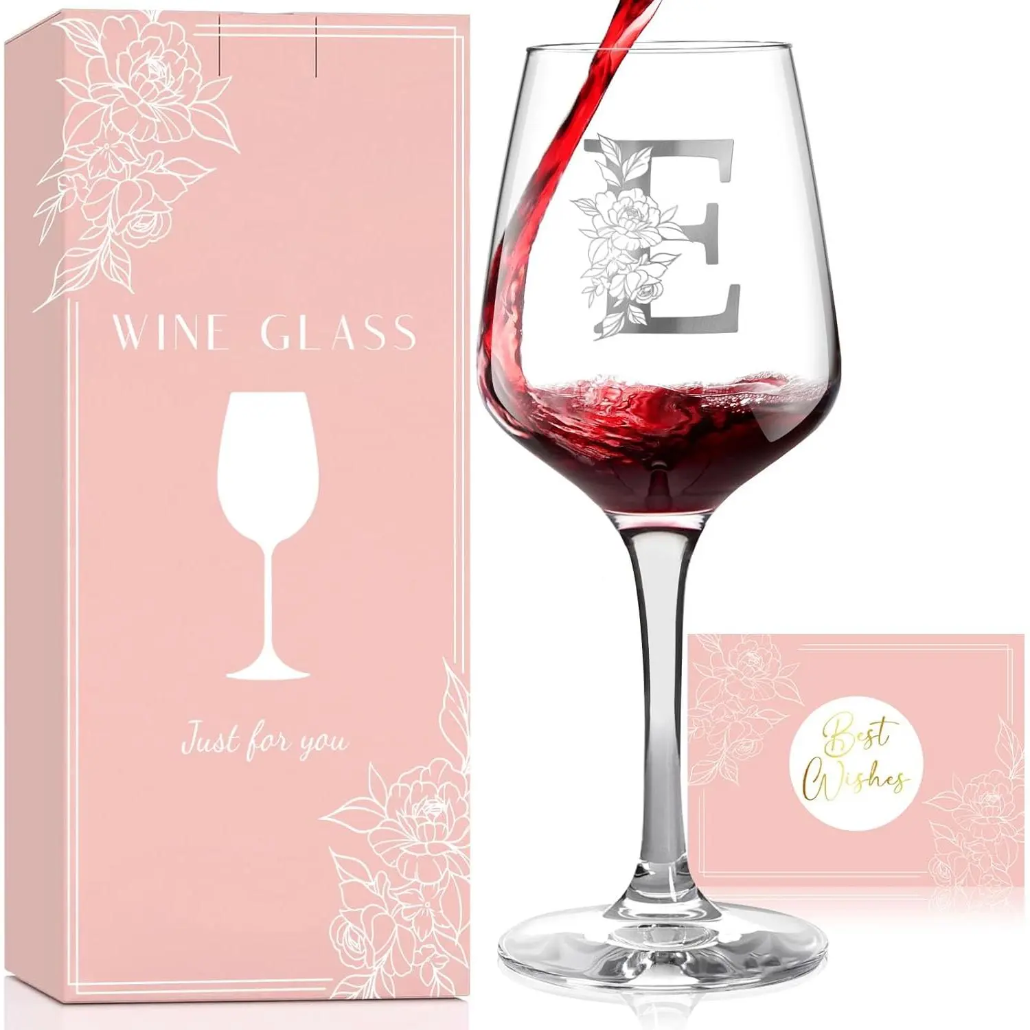Monogrammed  Glass Gifts for Women, Personalized A-Z  Glass, Custom Gifts for Women,  Birthday Christmas Mother's Day  for Her, Mom, Wife, Friends