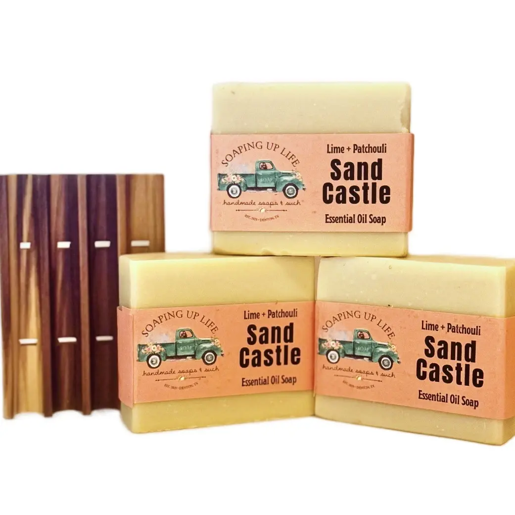 3 Pack Sandcastle Fine Pumice Soap for Tanning/Exfoliating with Lime Essential Oil with Dish