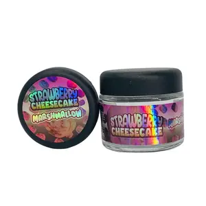 Strawberry Cheesecake Marshmallow 3.5g Glass Jars with Holographic Sticker labels Child Resistant jar