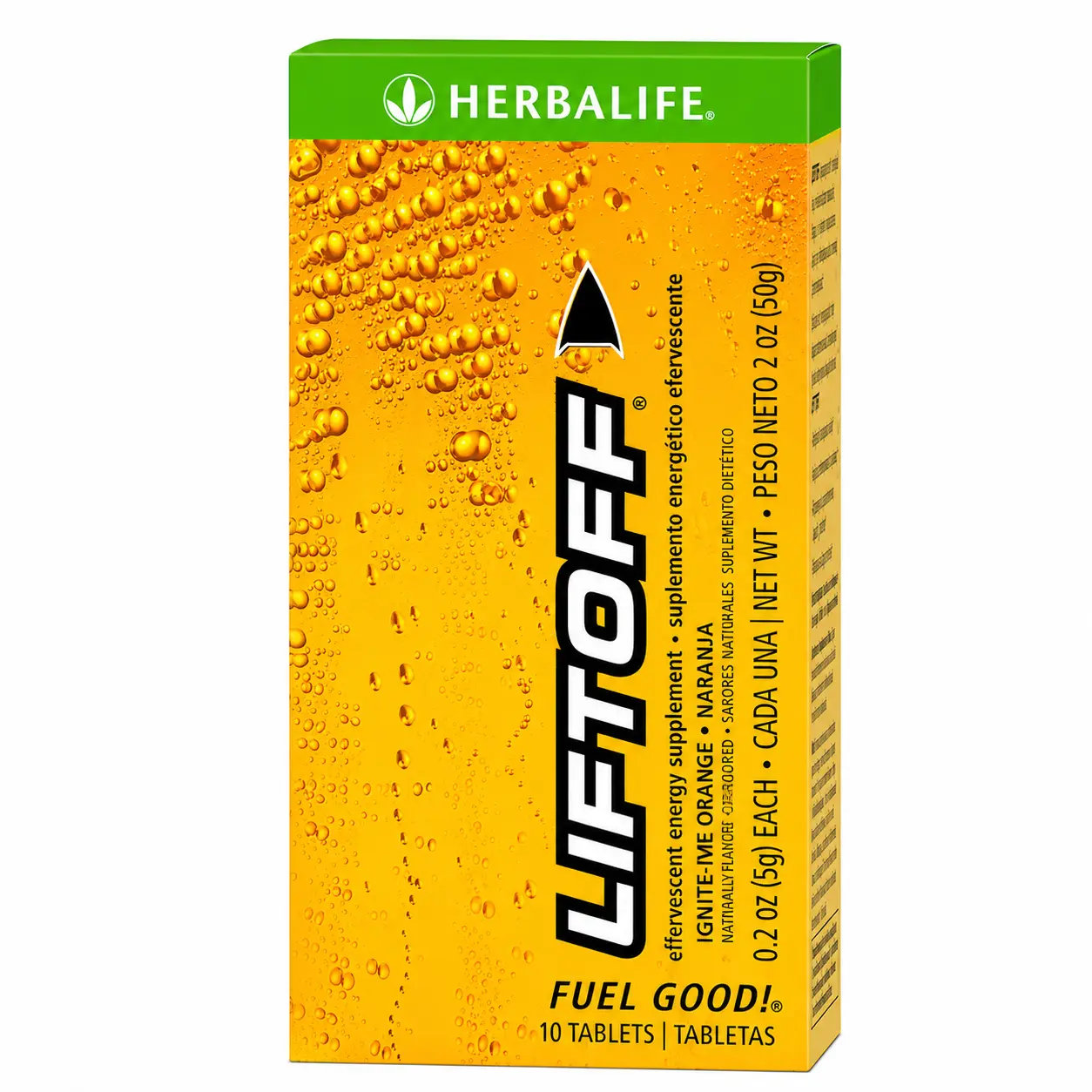 Herbalife Liftoff Ignite Me Orange 10 Tablets Effervescent Energy Drink Mix with Caffeine Vitamin C & B Complex for Mental Alertness