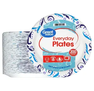 200 Pcs Disposable Paper Plates for  Everyday  Pack (9 Inch)