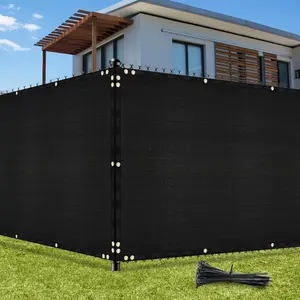 Privacy screen fence 5ft x 50ft black covering heavy duty chain link mesh fencing commercial windscreen 90 blockage uv outdoor shade cover netting for garden yard patio black