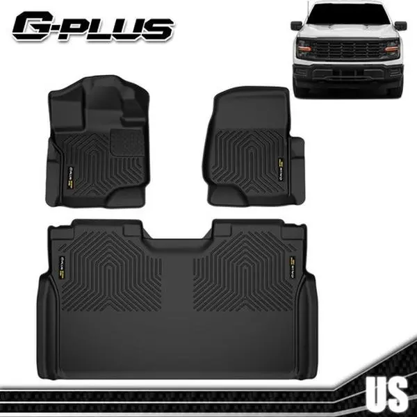 Fit For 2015-24 Ford F150 /F-150 Lightning Super Crew Cab TPE Floor Mats Liners,All-Weather Protection Waterproof & Easy Clean Rubber Liners G-PLUS