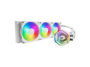 CoolerMaster MasterLiquid 360 Atmos White ARGB Close-Loop AIO Liquid Cooler, Customize Pump, Sickleflow Edge PWM Fans, 360mm Radiator, CryoFuze, AMD Ryzen AM5/AM4, Intel LGA1700 (MLX-D36M-A25PZ-RW)