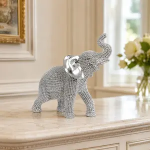 Elegant Elephant Figurine, Decorative Figurines, Resin Animal Sculptures, Wealth and Good Luck Symbol, Living Room TV Cabinet Decor, Office Desktop Ornament, Desktop Statue, Business Gift, Decorative Figures