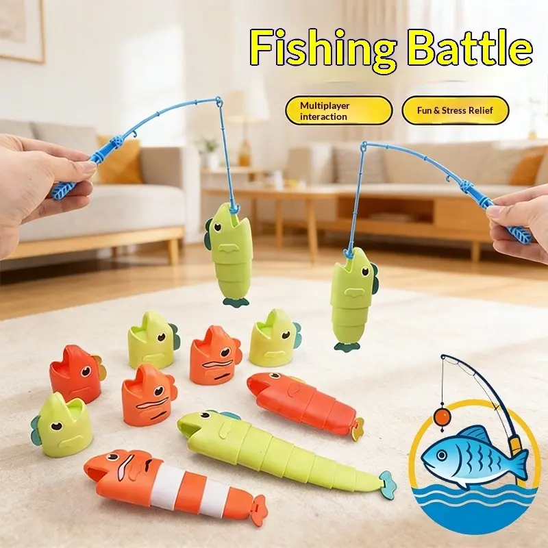 Montessori Fishing Toy Set, Fishing Playset, Interactive Multiplayer Game, Sensory Play for Kids, Perfect Birthday Gift, Includes Dual Fish Poles