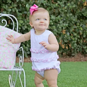 Pink Polka Dot Ruffle Bubble - Soft Knit Baby and Toddler Girls Outfit