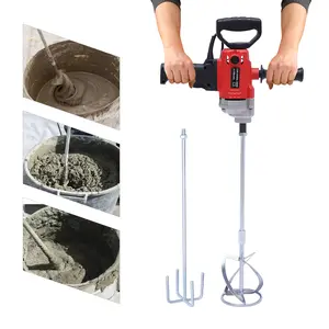 2400W Drill Mixer Set 6-Speed 1200rpm Electric Corded Mixing Drill with 2 Paddles for Concrete Mud Paint Home Construction