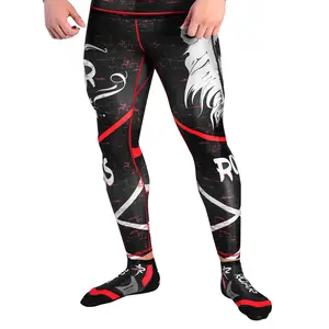 ROAR-INT Men’s Lion MMA BJJ Compression Leggings – No-Gi Grappling, Jiu Jitsu & Yoga Workout Pants