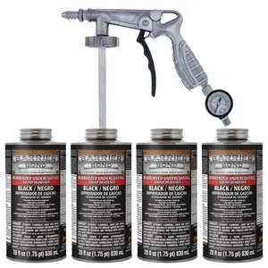 Rubberized Undercoating Sound Deadener Kit, 28oz 4-Pack, Black Spray, Vehicle Undercoating, with Spray Gun