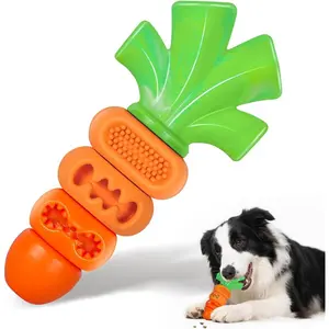 Aggressive Chewer Dog Toys, Durable Carrot Leaf Design for Teeth Cleaning & Mental Stimulation