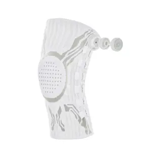 Dial Knee Brace, Adjustable Compression Knee Support Sleeve with Silicone Cushion Pad, Side Spring Stabilizers, Anti-Slip Dots, Breathable Knee Support for Running, Workout, Basketball, Men and Women, White
