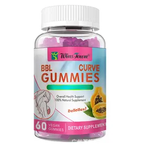 Wins Town BBL Curve Gummies Extreme Multivitamin for Daily Wellness & Immune Support Papaya Flavor 60 Vegan Gummies Natural Dietary Supplement
