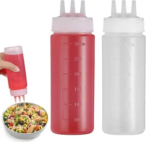 Squeeze Bottle for Kitchen, Condiment Dispenser for Sauce, Plastic Squeeze Bottle for Ketchup Mayo, Thick Durable Non-Toxic Squeeze Container – For Home Cooking BBQ