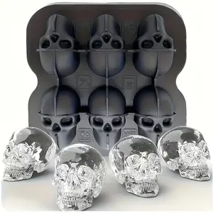 1 Piece Skull-Shaped Ice Cube Mold, BPA-Free Silicone Ice Tray, Suitable for Soft Drinks, Coffee, Soda, Scary Skeleton Ice Balls, Kitchen and Restaurant Party Home Accessories, Ideal for Christmas and Halloween Decorations