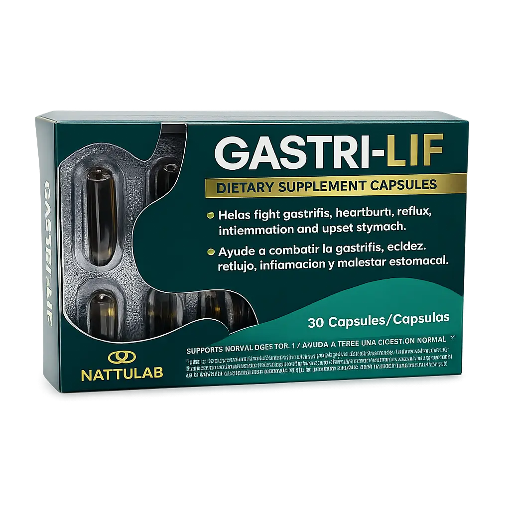 GASTRI-LIF 30 Capsules Dietary Supplement Herbal Blend, Natural Ingredients, Cuachalalate, cancerina, Chamomile, Lemongrass Supports Normal Digestion.Healthcare Fitness
