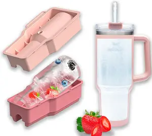 Ice Cube Tray for 40 oz Tumbler – 1PC Silicone Hollow Cylinder Ice Mold with Lid & Bin, Fits Stanley Cup, Perfect for Freezer, Juice, & Cocktails
