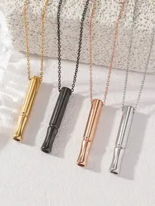 Adjustable Breathalyzer Pendant Necklace, Meditation Stress Relief Cylinder Whistle, Yoga Mediation Breathing Chain, Anxiety Relief Tool, Jewelry Gifts