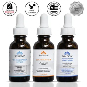 Skin Deva Anti-Aging & Brightening Serum Bundle | Copper Peptide + 20% Vitamin C E Ferulic + 15% Niacinamide | Wrinkle Repair, Dark Spots & Pores