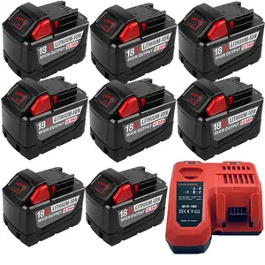 【NEW】M12-18C-charger 1Pack and M18  8pack 12000mAh 18V ReplacementBattery for milwaukee Replacingbatteries withelectric tools M-18Battery Pack Compatible with milwaukee M-18 12.0Ah Lithium Battery48-11-1890,48-11-1850,48-11-1828,