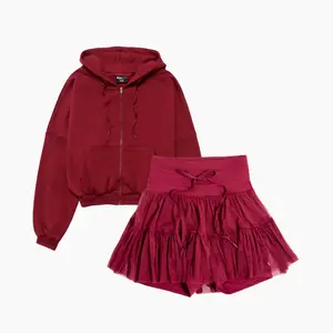 Crimson TikTok Exclusive Bundle - Pirouette Skort x Zip Cloud Hoodie