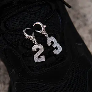 Micro Pave Number Clip On Pendants in 18k White Gold Plated Handset Stones- Lifetime Guarantee