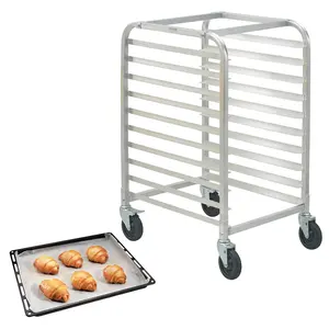 VEVOR 10-Tier Commercial Bun Pan Rack, Aluminum Baking Trolley with Brake Wheels, 26"L x 20.3"W x 39"H Speed Rack for Half & Full Sheet Baked Goods Storage, Kitchen Hardware Tool