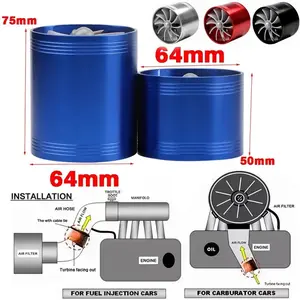 Turbo Charger Double Air Filter Intake Fan F1-Z Car Turbine Supercharger Fuel Gas Saver Kit Auto Replacement Part