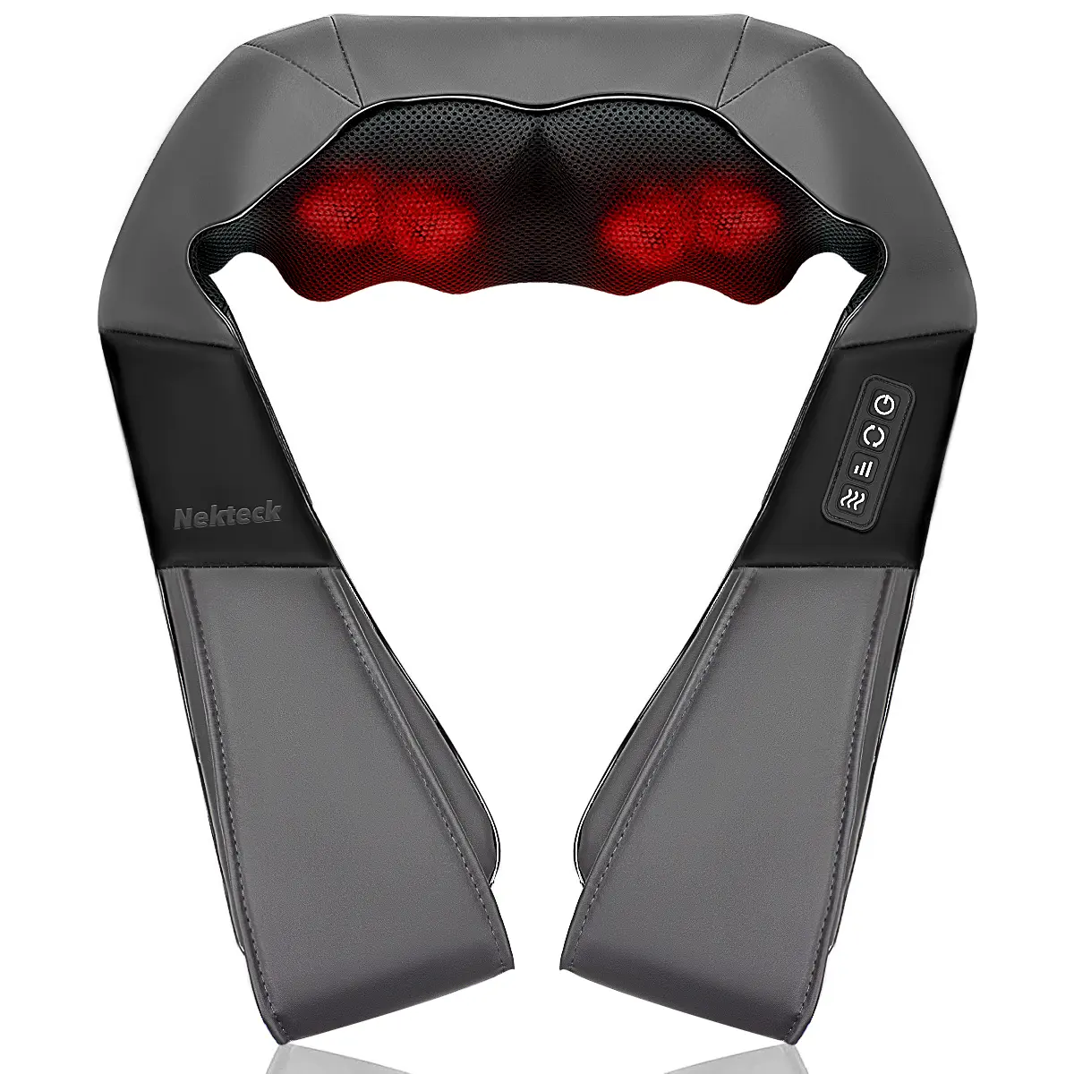 Neck & Shoulder Massager with Heat Shiatsu Gray Back Massage Portable Deep Tissue 3D Kneading Pillow for Muscle Relaxation Gift,no pattern