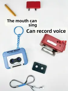 New Mini Retro Tape Recorder Keychain Couple's Gift with Recording Function Fun Music Box Pendant Ornament Valentine's Day Gift