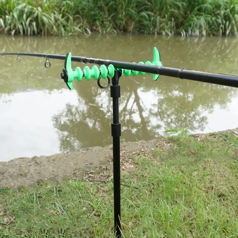 1pcs Feeder Rod Rest Head Plastic Carp Fishing Rod Support for Buzz Bar Fishing Gear Accessories Adjustable Angle Durable Black Fishing Rod Rack