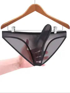 Men's Sheer Mesh Triangle Underwear, Sexy Thin Transparent Elephant Trunk Design, Comfortable Soft Fashion Briefs, 1 Piece/3 Pieces Set, Soft Comfy Brief