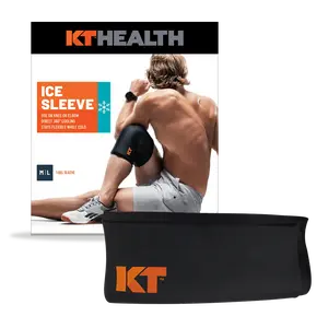 KT Health Ice Sleeve - Reusable Microfiber Cooling Pack, Flexible Design, Black Color, Light Compression Wrap