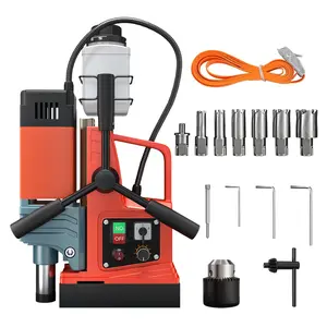 TikTokShopBlackFriday Portable Electric Magnetic Drill,1500W,13000N magnetic force,2-Inch Boring Diameter,6 Coring Bits,for Home Improvement and Industrial Use