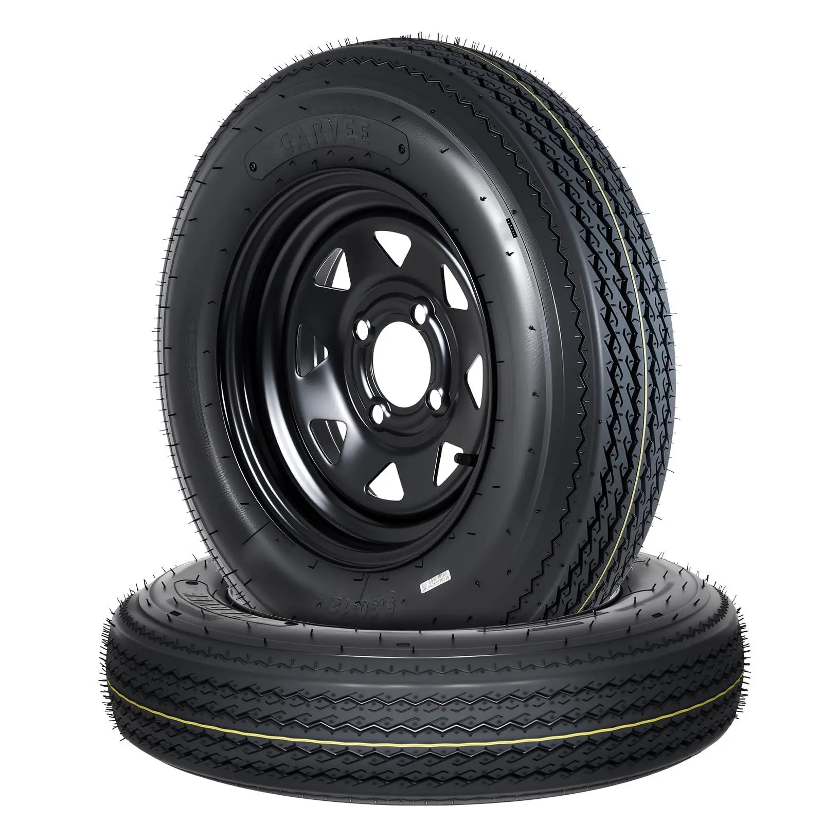 Garvee 2-Pack 5.30-12 5.30x12 530-12 Trailer Tires with 12" Rims, 4 Lug on 4" Bolt Pattern, 6PR Load Range C, Heavy Duty 5.30x12 5.3-12 Tires for Utility, Boat, Camper, Cargo Trailers