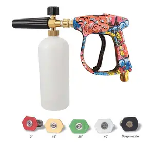 Pressure Washer Spray Gun M22-14 Max 3000 PSI with 1/4" Quick Connector Snow Foam Lance & 5 Spray Tips & Clip Nozzle Holder, Compatible for Car, Garden Cleaning, Car Wash Sprayer