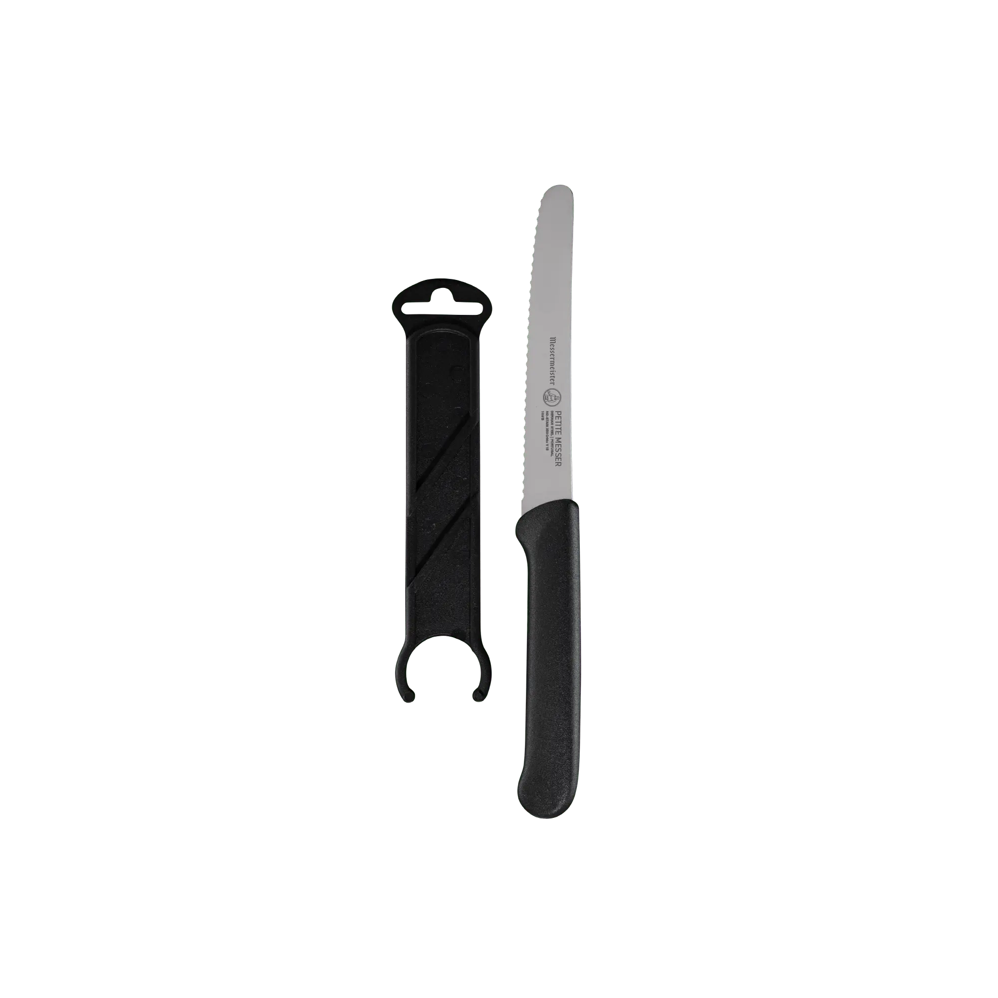 Black Serrated Tomato Knife with Matching Sheath - 4.5"